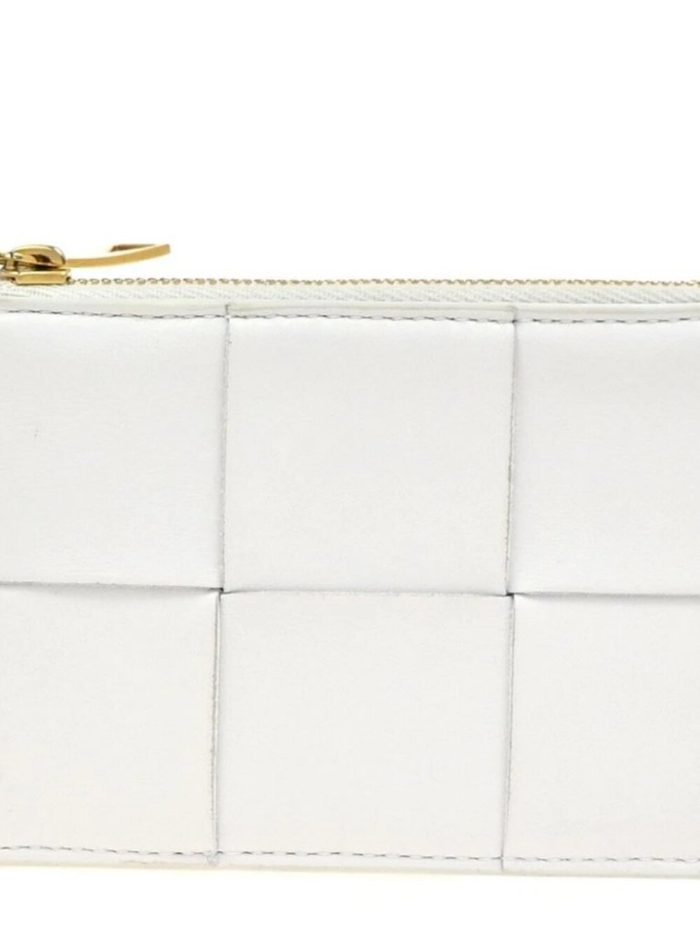 BOTTEGA VENETA Logo Cassette Card Coin Case Wallet Leather White GHW 65KD082